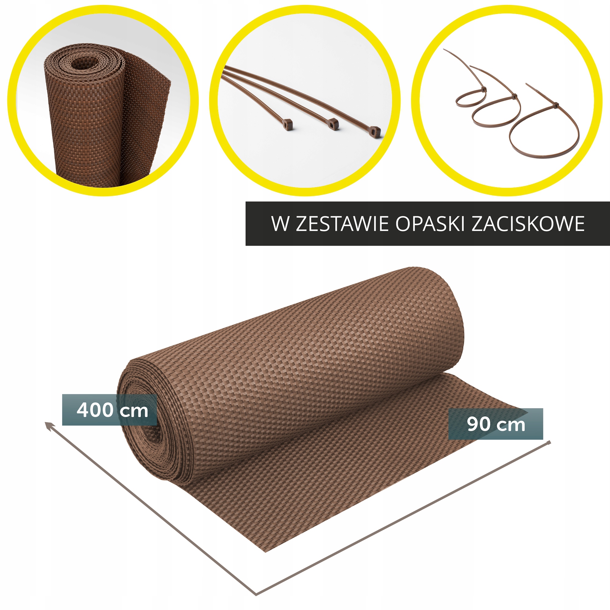OSŁONA BALKONOWA TECHNORATTAN MATA BALKON 0,9x4m Marka Kadax