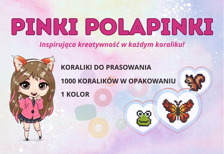 Koraliki do Prasowania Różowe - PINKI POLAPINKI - 1000 szt. RŻ18 Marka inna