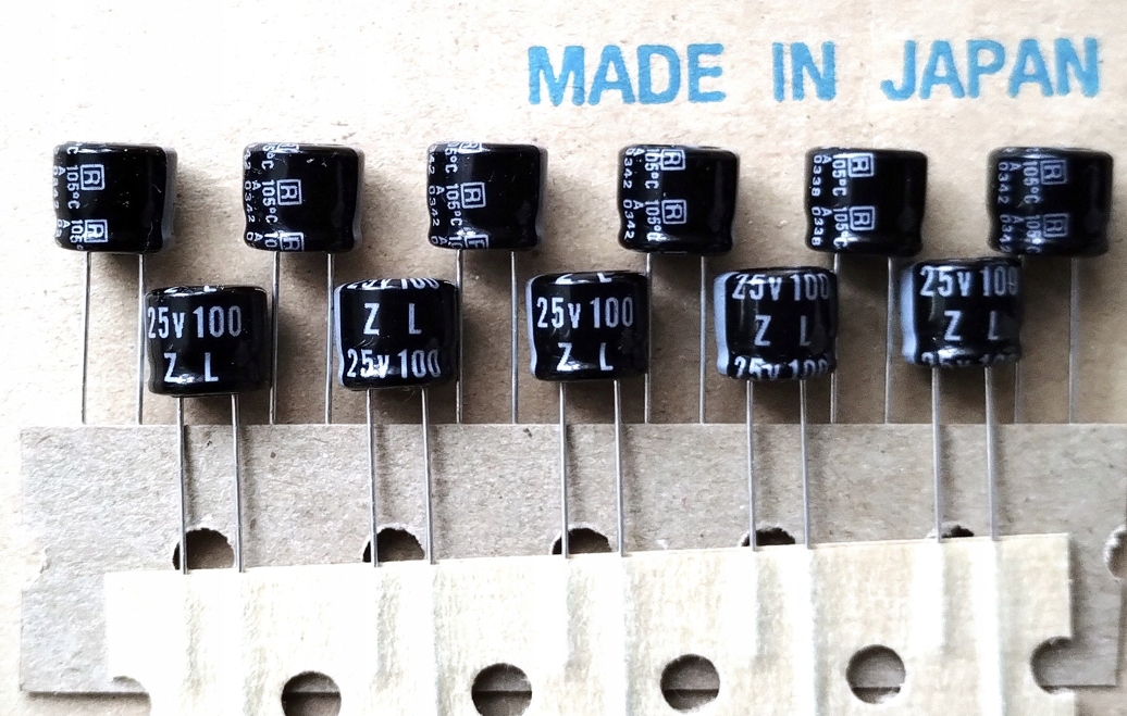 [10szt] Kondensator typ Zl 100uF 25V Ø8x7mm Low Imp 0.15R Rubycon Japan