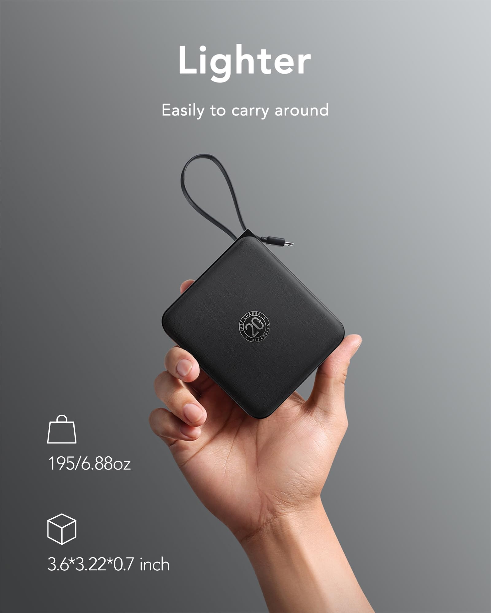 VRURC 10000mAh Power Bank USB C Szybkie Ładowanie dla iPhone Samsung — miniatura 6