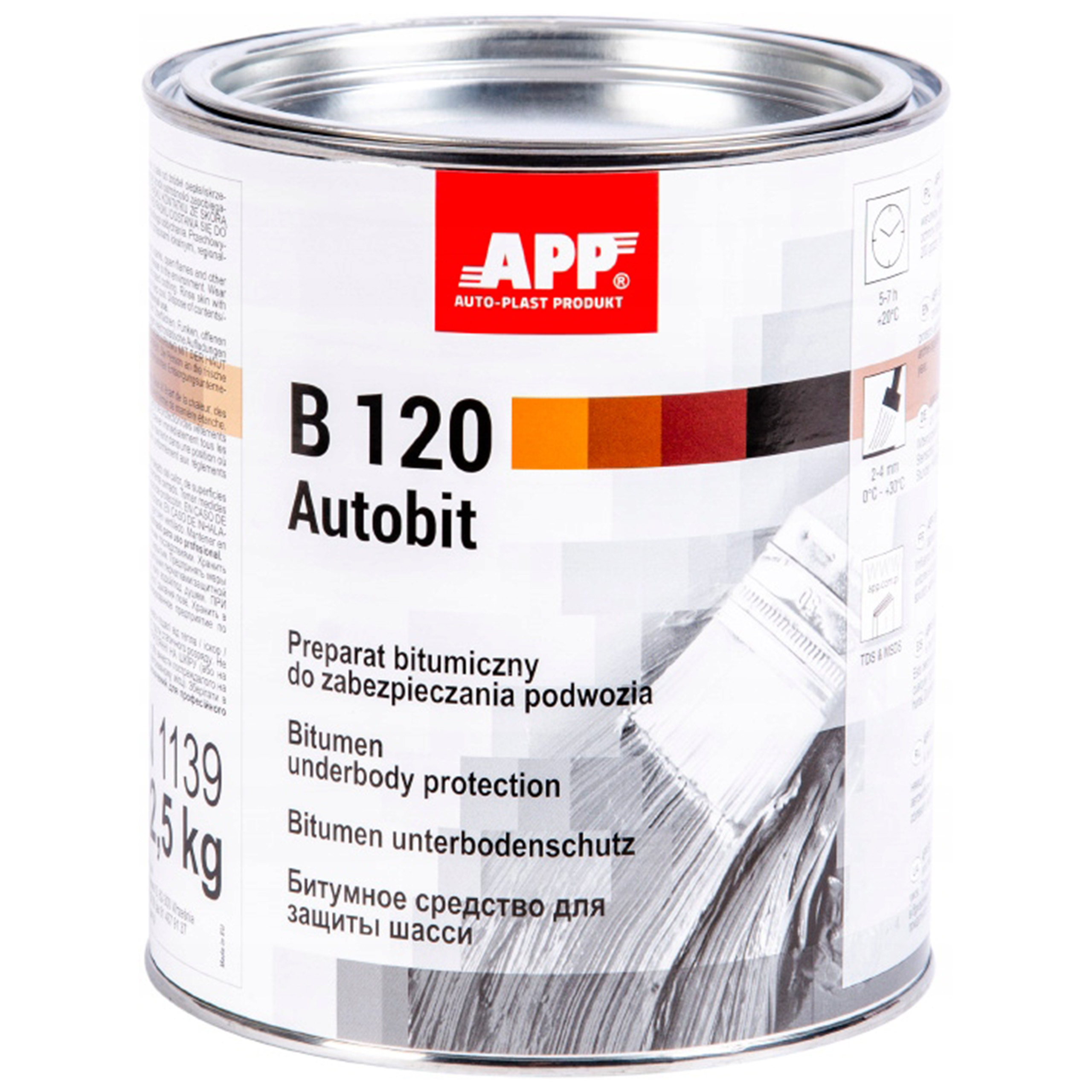 Konserwacja podwozia masa na pędzel Czarna 2,5kg Autobit B120 App