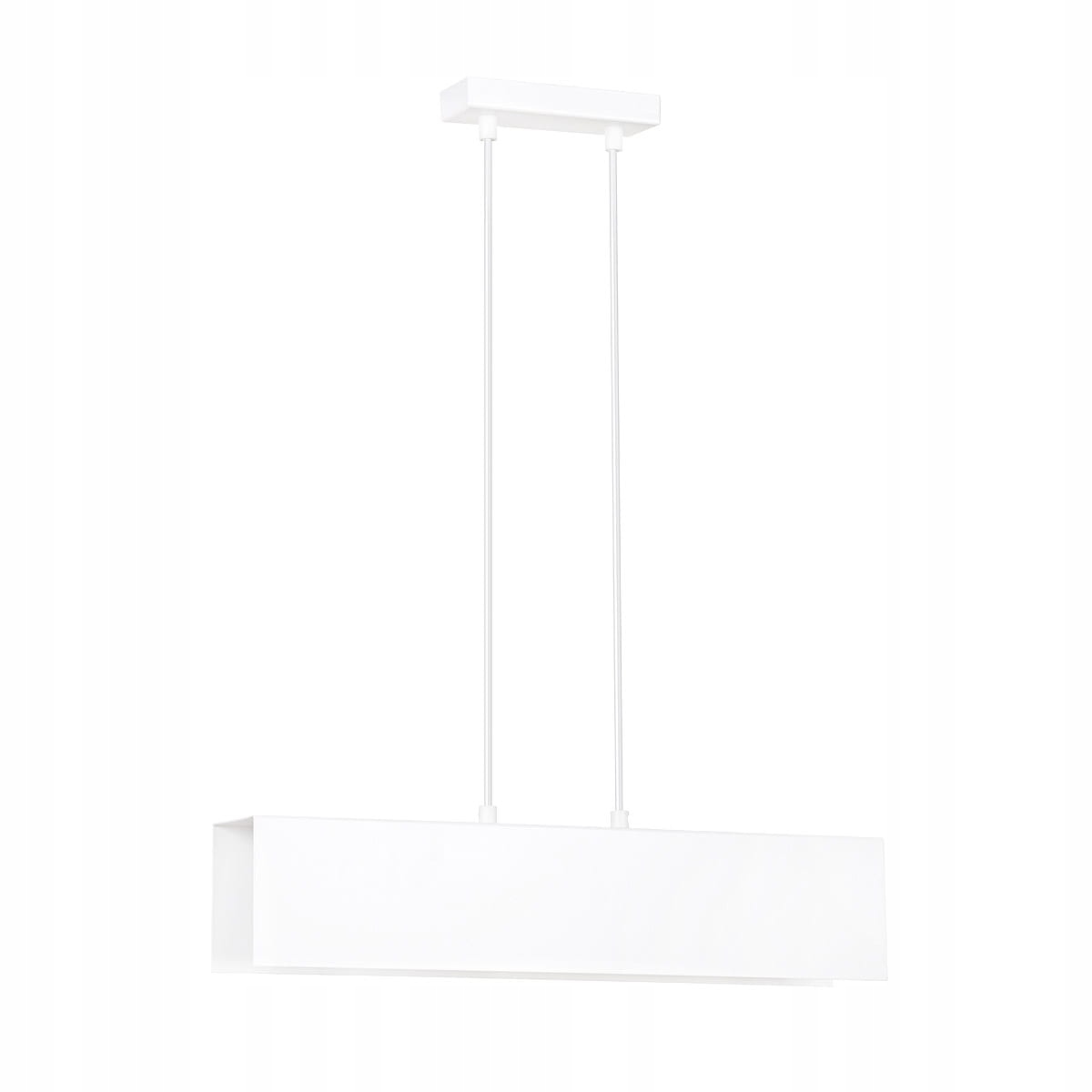 Závesná lampa Gentor 2 biela s lamelovým nosníkom do jedálne nad ostrovný stôl