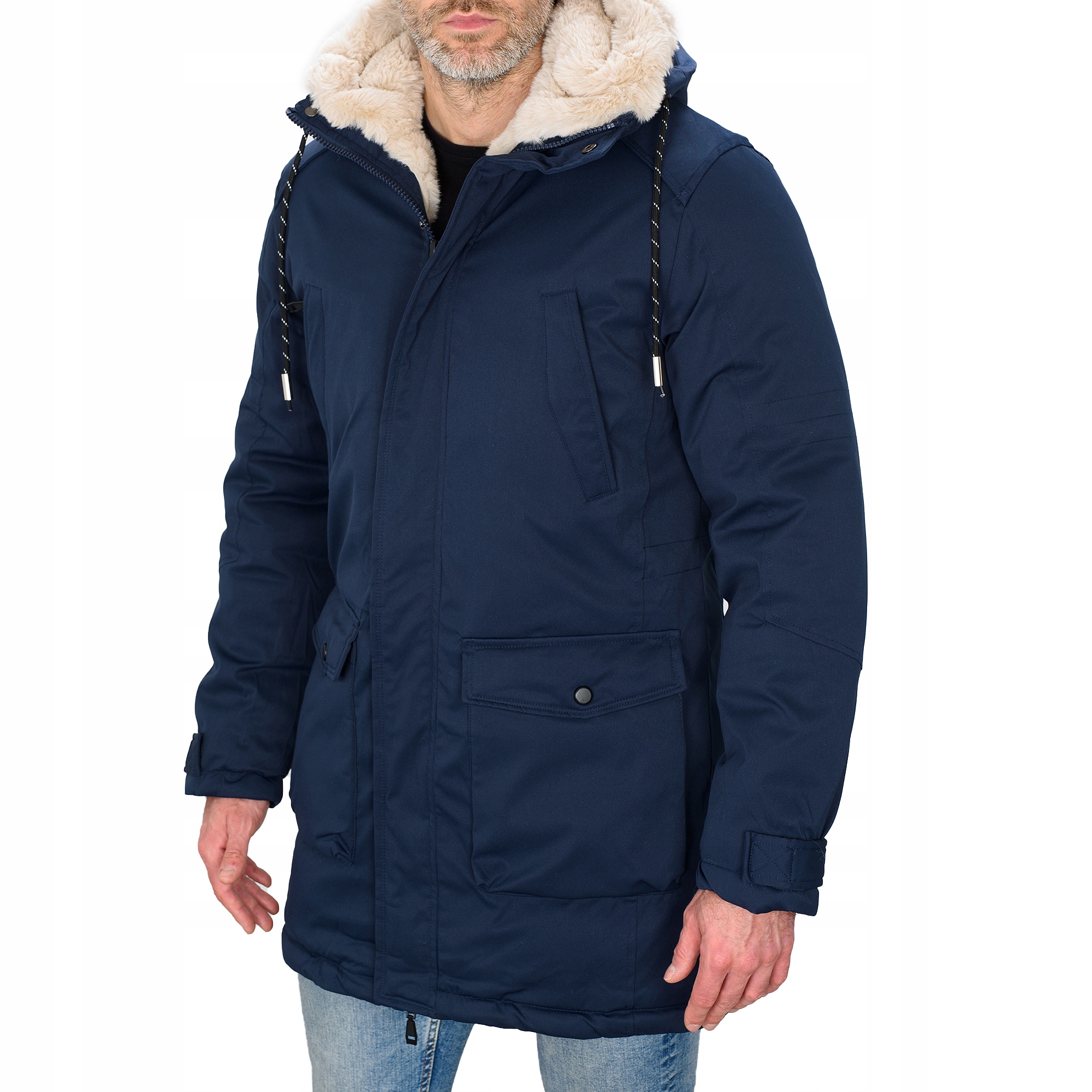 M120-215 r. M MĘSKA ZIMOWA KURTKA PIKOWANA PARKA FUTRO DŁUGA Marka Fk_fashion