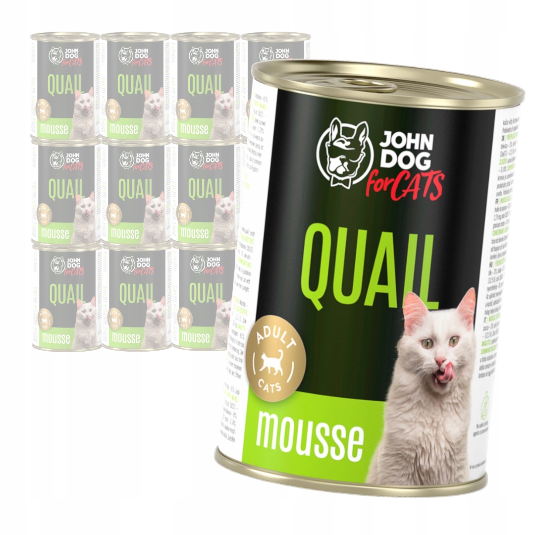 Levně John Dog for Cats Pěna s křepelkou 12x400 g Bezobilné Mokré Krmivo Pro Kočky
