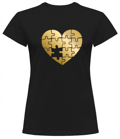 

Damska Koszulka Złote Puzzle Serce S-xxl Tu XXL
