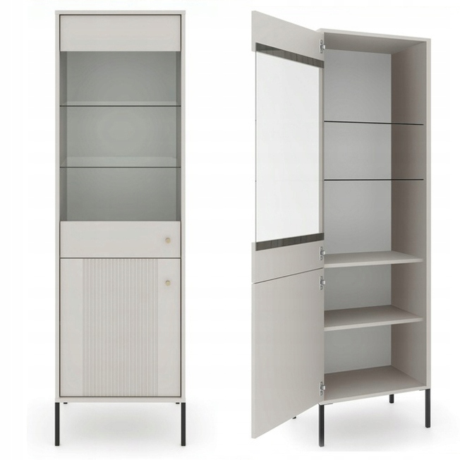 Skleněná vitrína Kašmír Ryflovaná vysoká do ložnice a obývacího pokoje Soft