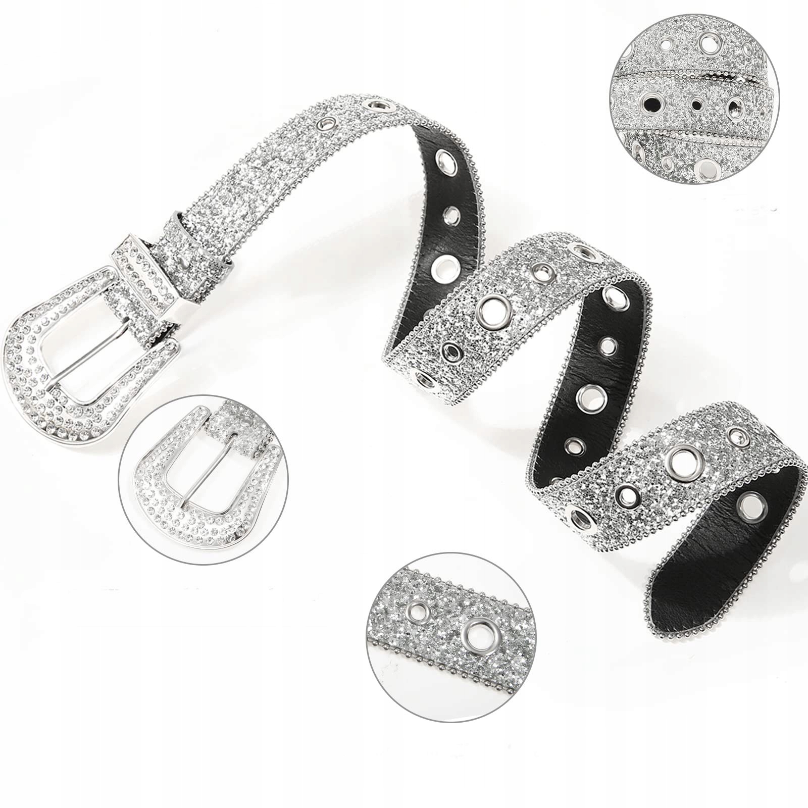 PREZENT NA URODZINY PASEK Y2K Z DIAMENCIKAMI KRYSZTAŁKI VINTAGE Marka bez marki