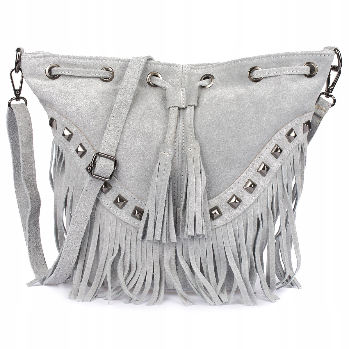 Dámská kabelka Taška Kůže Semiš Třásně Italská