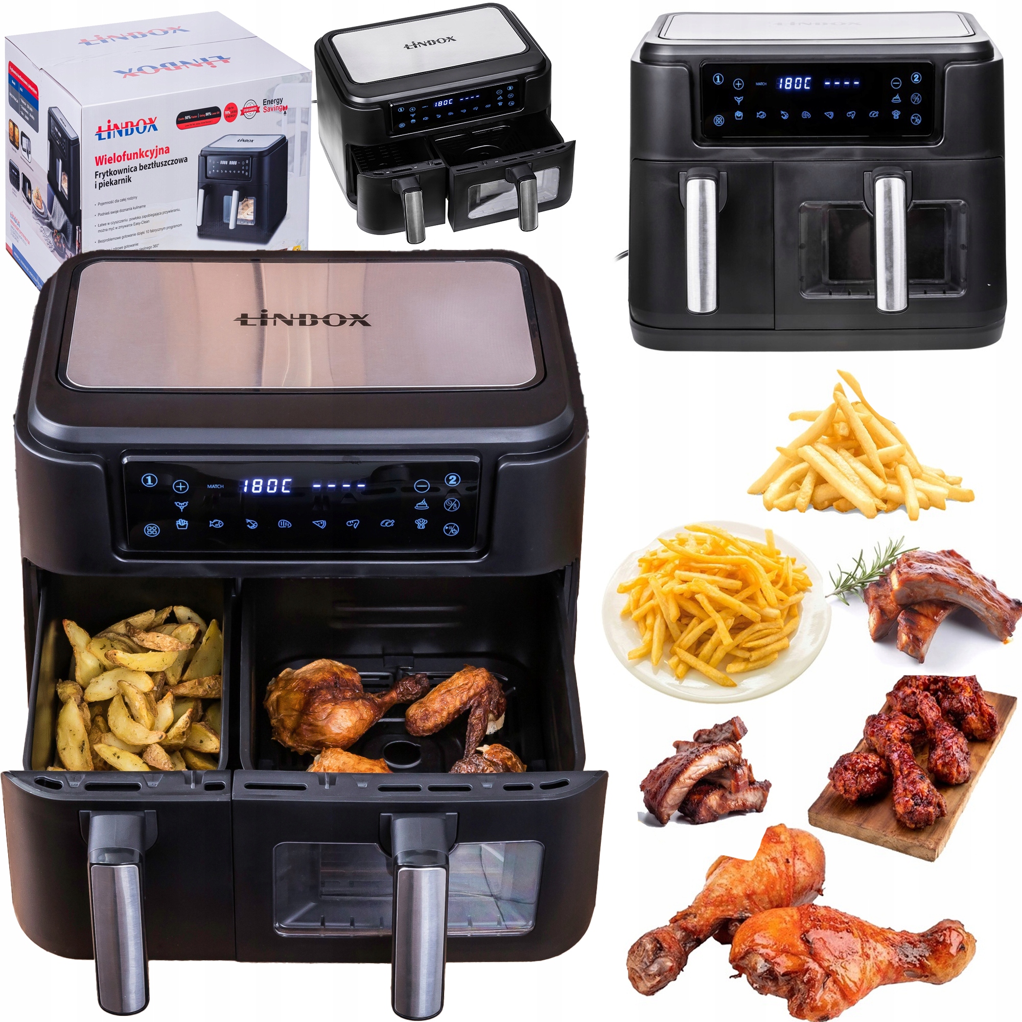 Fritéza bez tuku Linbox 3.5L/6.5L 2400 W Přídavné Nádoby