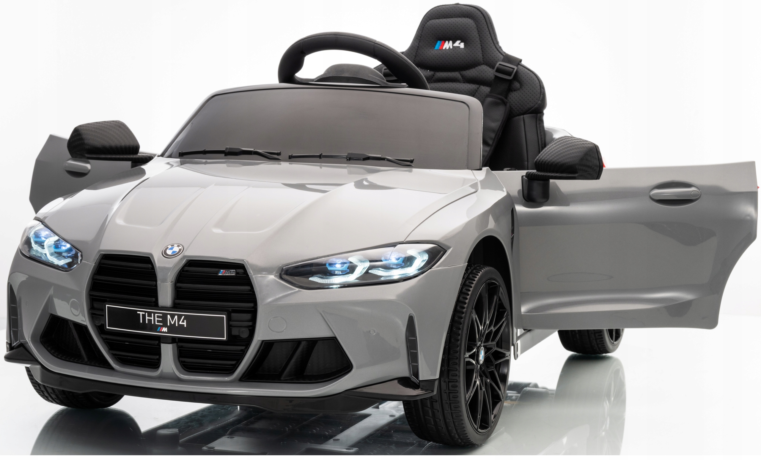 Bmw M4 Auto Samochód Na Akumulator Skóra Miękkie Koła Eva 2x45W Pilot Led