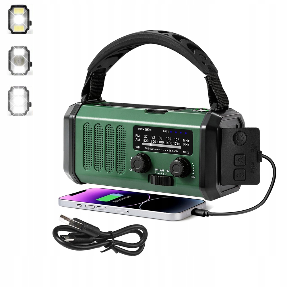Přenosné Solární Rádio Na Kliku Alarm Dynamo Nouzová Svítilna Powerbanka