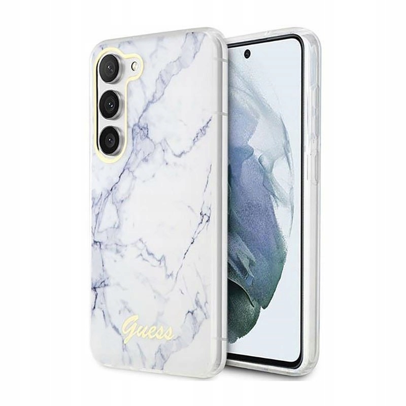 Guess Marble Collection – Pouzdro pro Samsung Galaxy S23+ (bílé)