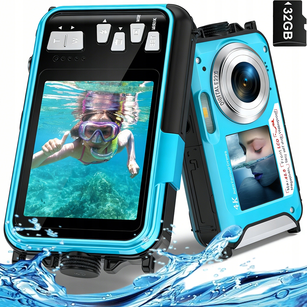 Digitální Fotoaparát Hd 48MP 4K Autofokus Voděodolná Baterie 650 Mah Karta 32 Gb