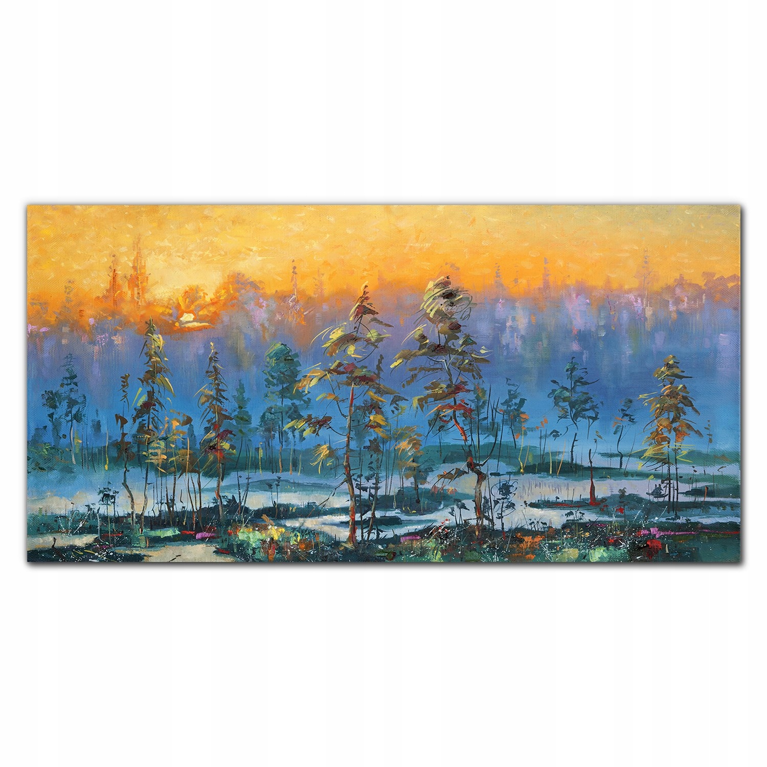 Obraz plátno Maľba les západ slnka 140x70 cm