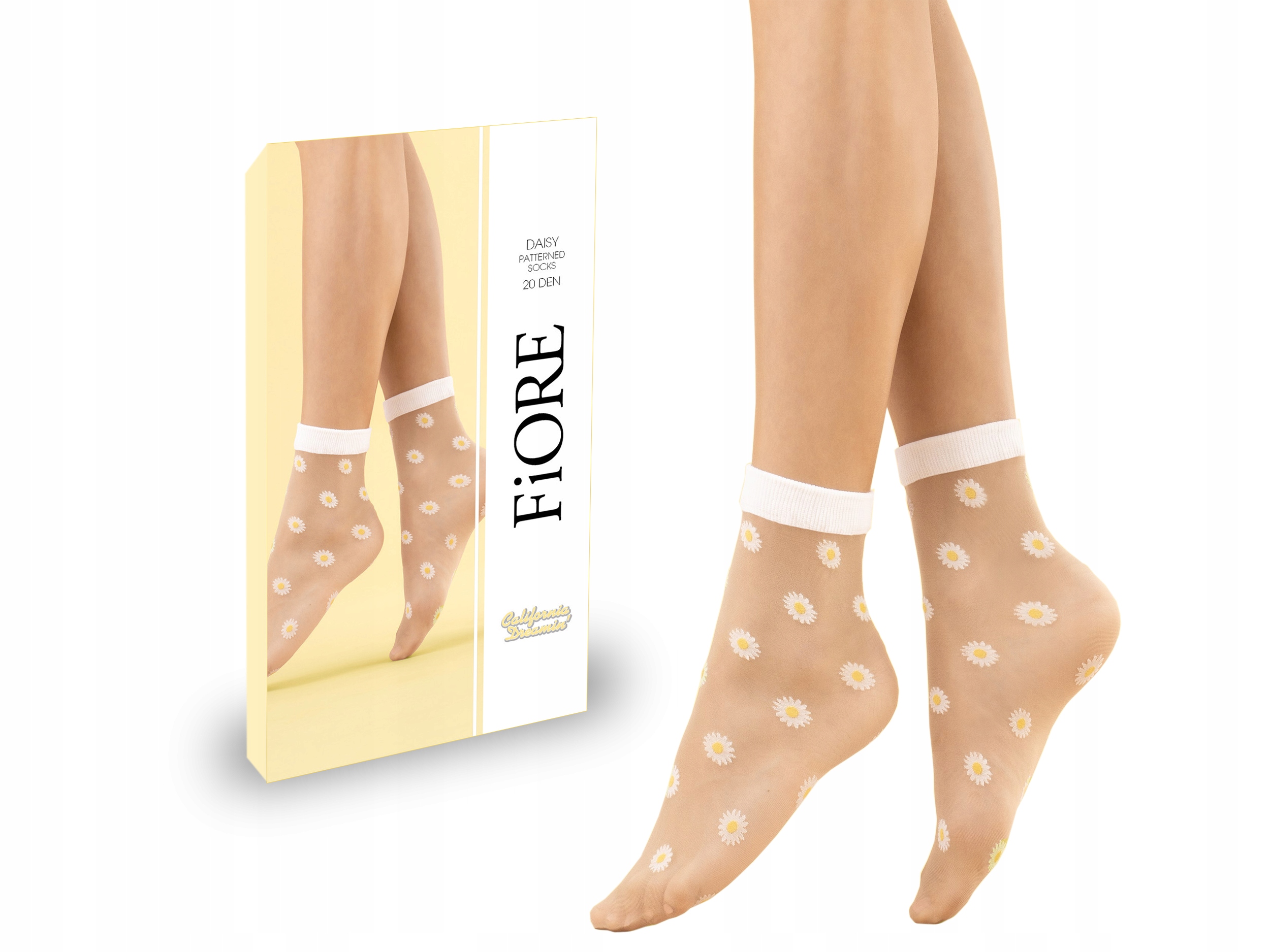 

Fiore skarpetki wzorzyste Daisy pudrowy