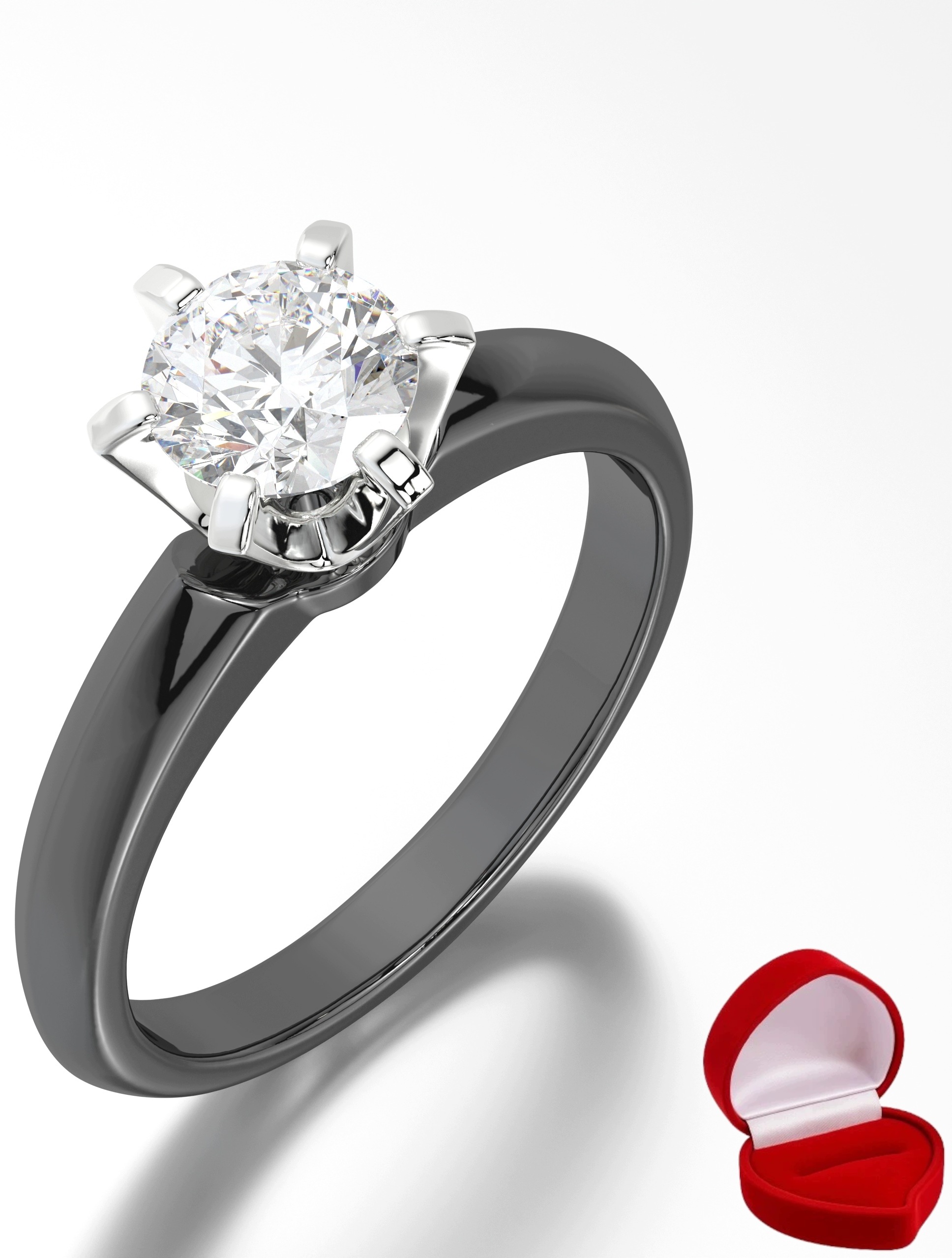Zlatý Prstýnek 585 14k Brylant 0,70 ct Černé Zlato R18