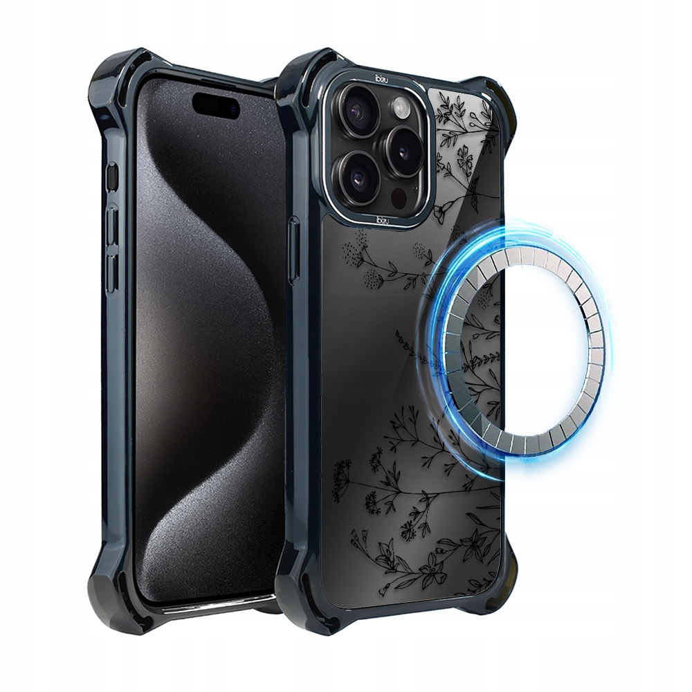 Pouzdro pro iPhone 15 Pro Max Ibizu DropGuard Ultra s MagSafe, dotyk květin