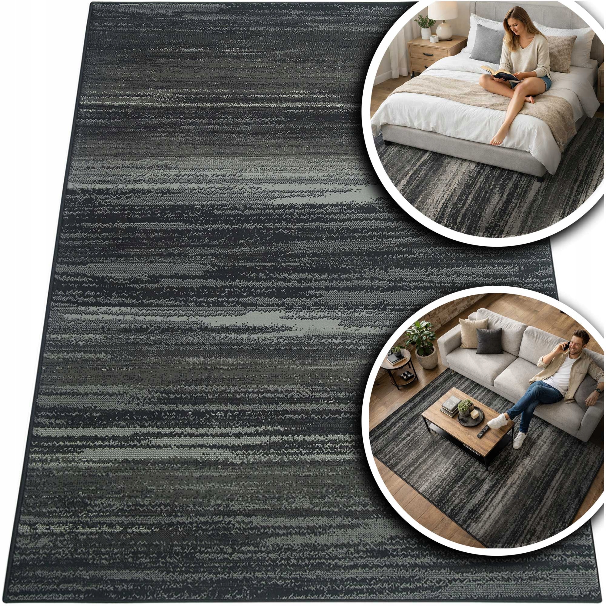 Šedý Koberec Do Obývacího Pokoje Venezia Černý Koberec Do Předsíně Pokoje 120x170