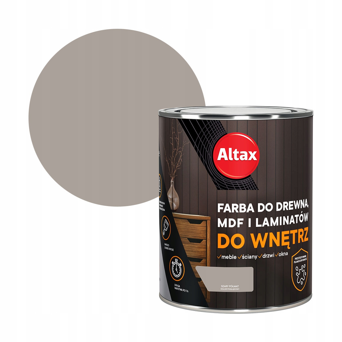 

Altax Farba Do Drewna Mdf Laminatów 0,75L Szary
