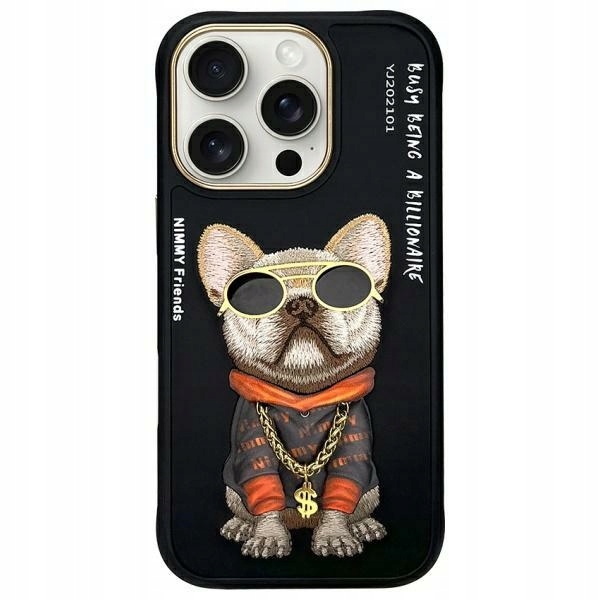 Pouzdro pro iPhone 16 Pro Nimmy Glasses Cool Dog černé Zadní Kryt