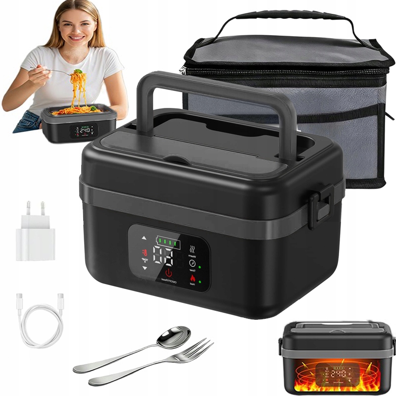 Elektrický Obědový Box S Ohřevem A Baterií 16000 Mah Ideální Do Kanceláře