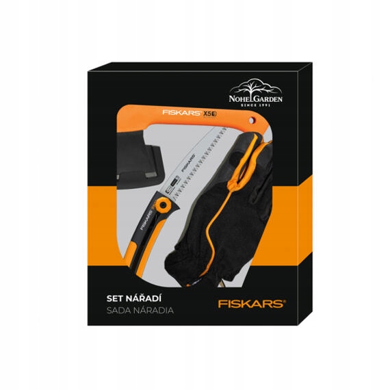 Fiskars set Outdoor sekera X5 pílka Xtract rukavice, 10461