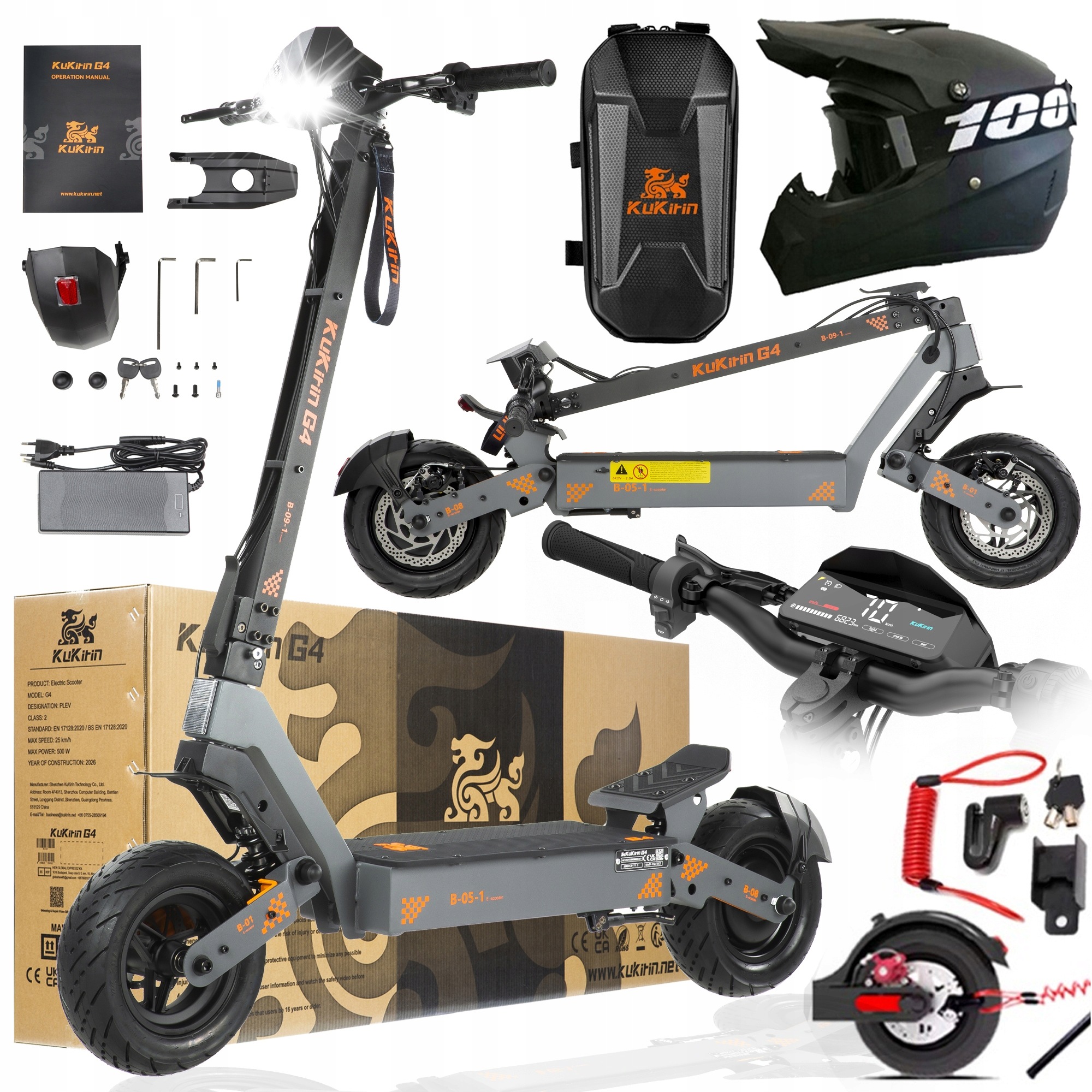 KuKirin G4 Nowy Pojazd elektryczny 2400W 60V 20AH 70KM/H 75KM 11"
