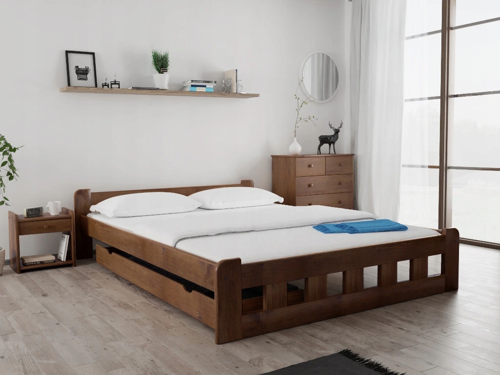 Postel Naomi zvýšená 140×200 cm, dub bez roštu, matr. Bez matrace