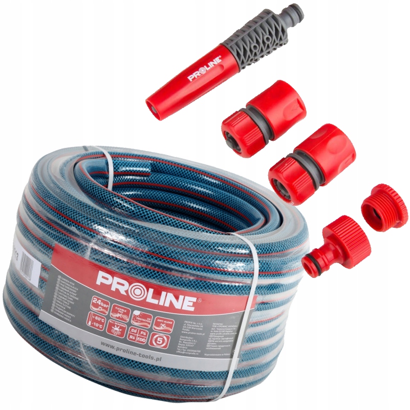 Wąż ogrodowy 4-warstwowy 24 bar 1/2" 50 metrów akcesoria