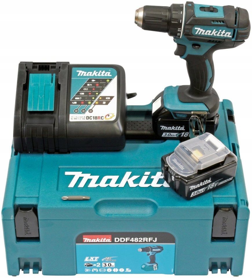 Makita DDF482RFJ Wiertarko Wkrętarka Akumulatorowa 18V 62NM 2x3.0Ah Walizka