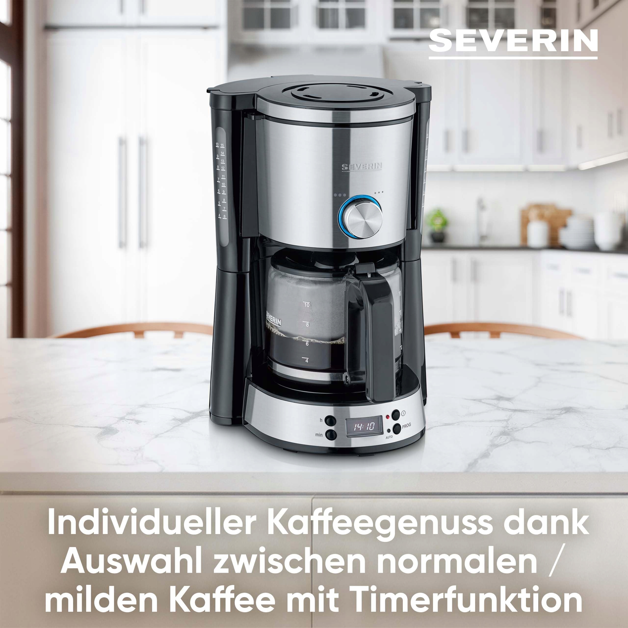 SEVERIN Ekspres Do Kawy TypeSwitch Z Timerem 10 Filiżanek 1000W Czarny — miniatura 3