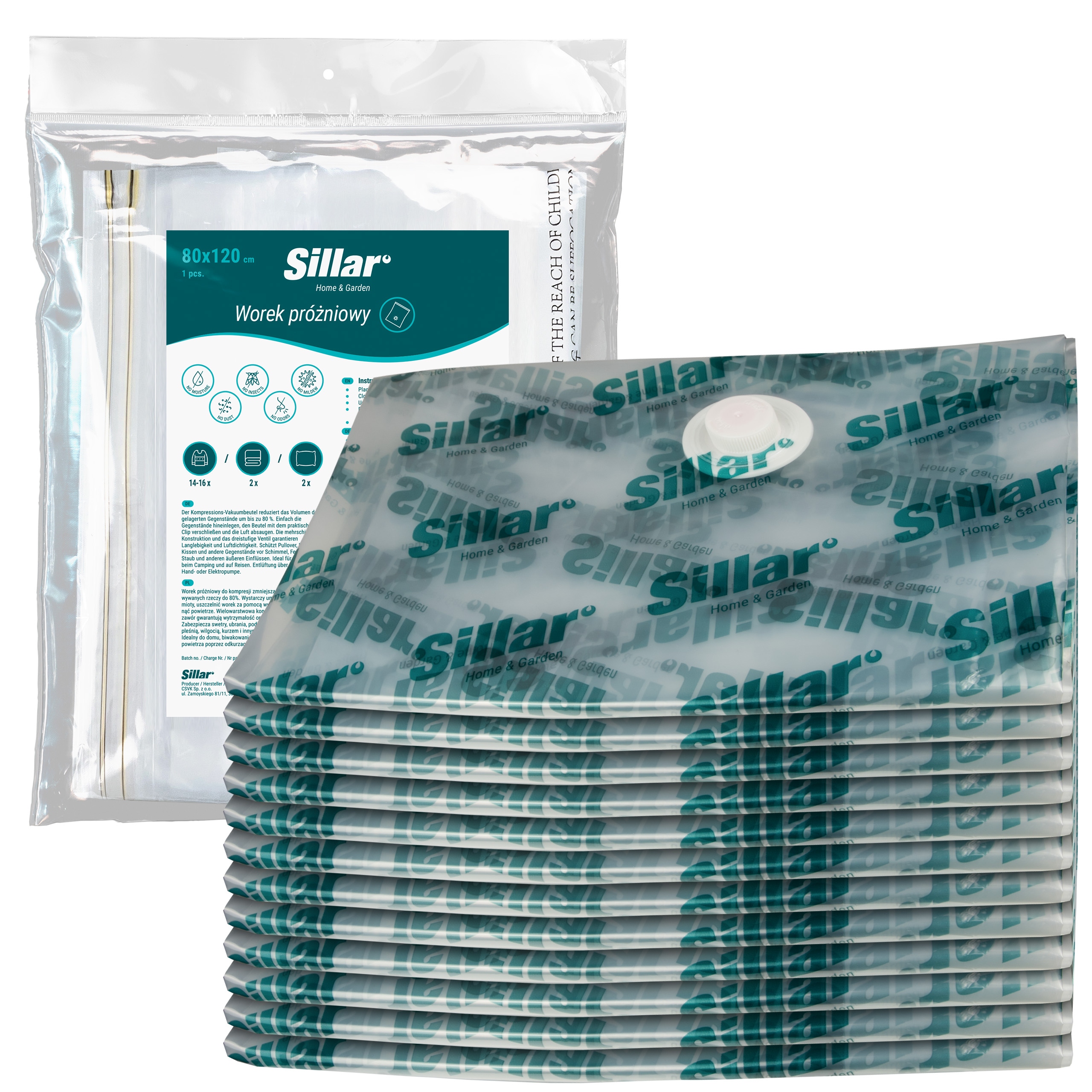 Levně Sillar Sada malých vakuových sáčků na oblečení Povlečení 80 x 120 cm 12 Ks