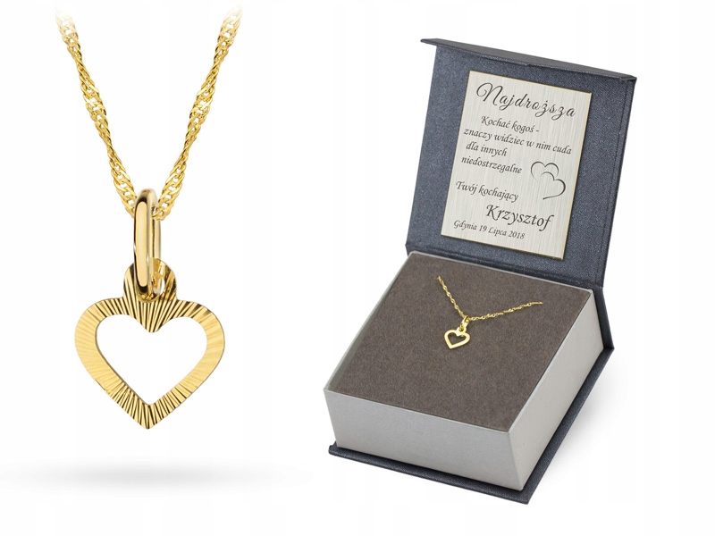 

Złoty Łańcuszek Z Zawieszką Serce pr. 333 50cm
