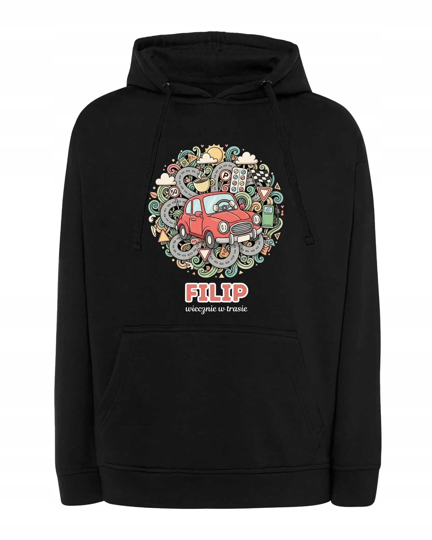 Mikina s kapucí Řidič Personalizovaná Ilustrační Černá L