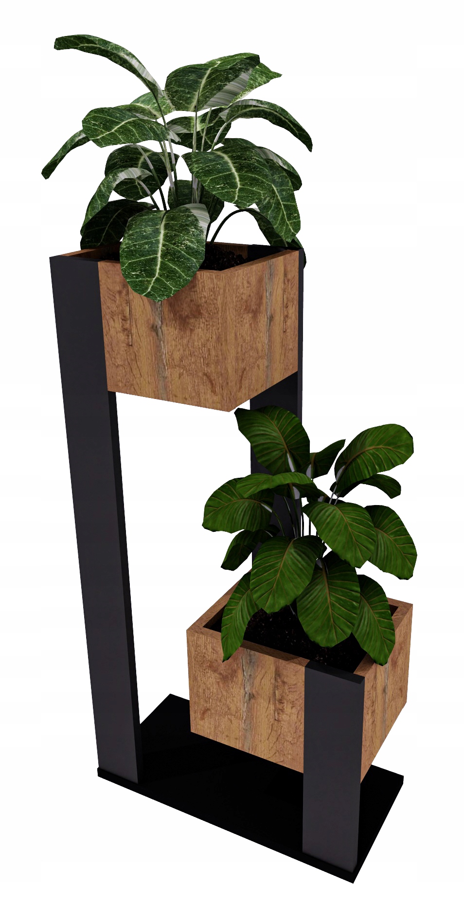 Květináč Karo držák na květináč stojící květiny dům loft květináč dub lancelot duo2