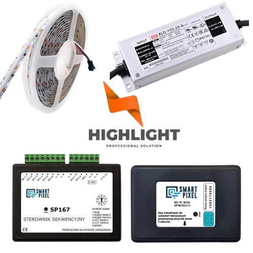 10 m Sada Led Rgb+cct 24V 20W SK6812 sekvenčná 8 výstupov digitálna aplikácia