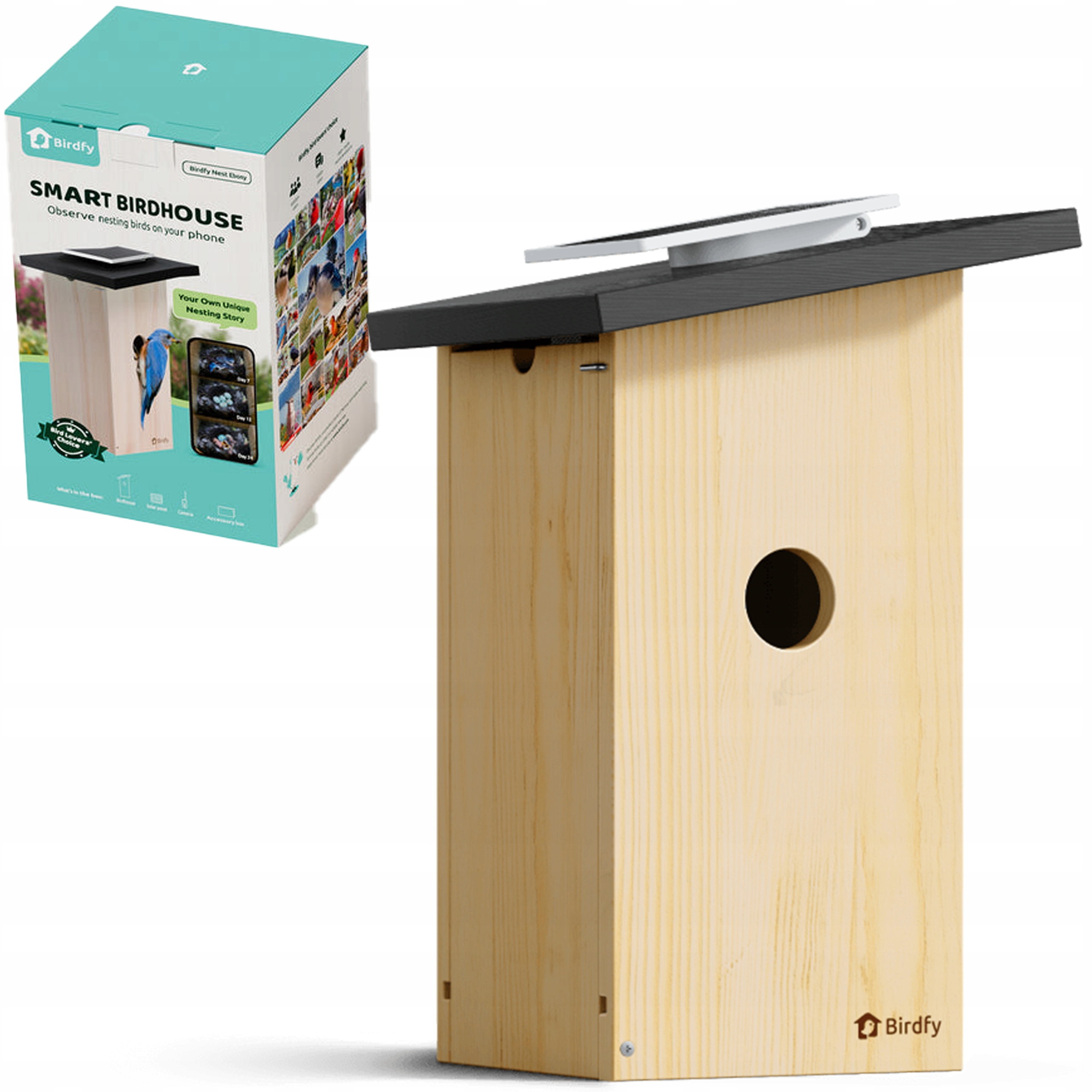Birdfy House Ebony Hnízdní budka pro ptáky s kamerou 1080P Fhd IP66 WiFi