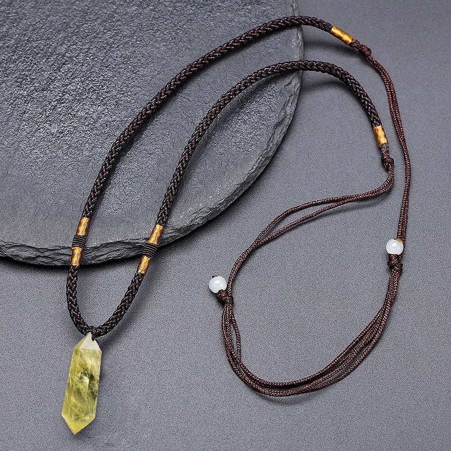 NASZYJNIK CYTRYN NATURALNY MĘSKI DAMSKI Z KAMIENIEM SZCZĘŚCIA WISIOREK Stan opakowania oryginalne