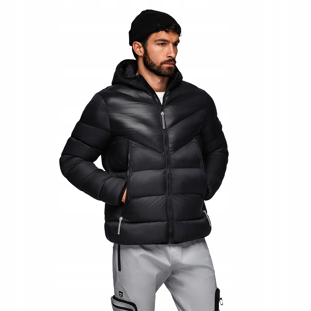 Moderní stylová prošívaná pánská bunda černá V1 OM-JAHP-0303 velikost XL