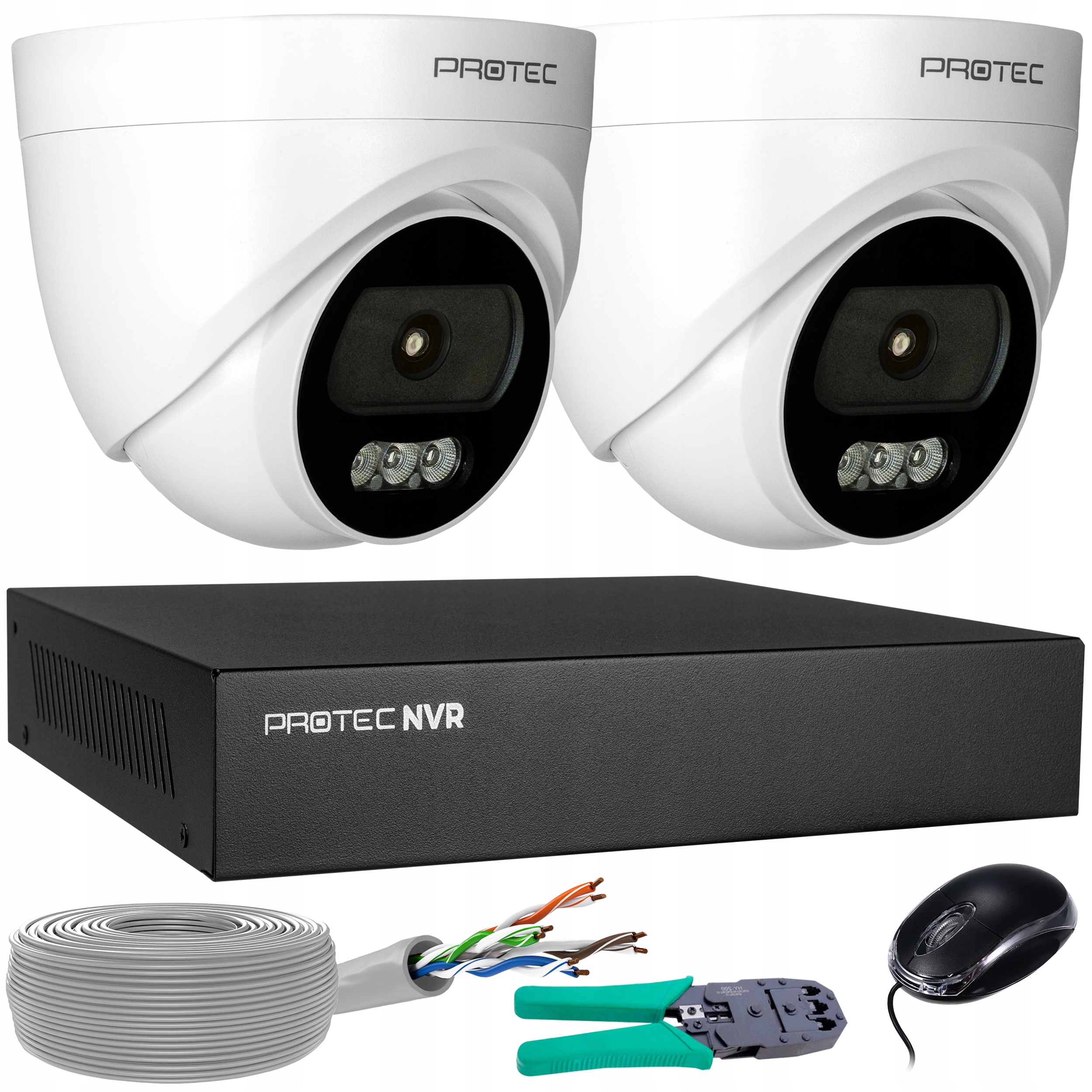 Monitorování 2 Ip kamery 4MPX 2K Poe Kopulový vnitřní mikrofon bez hdd