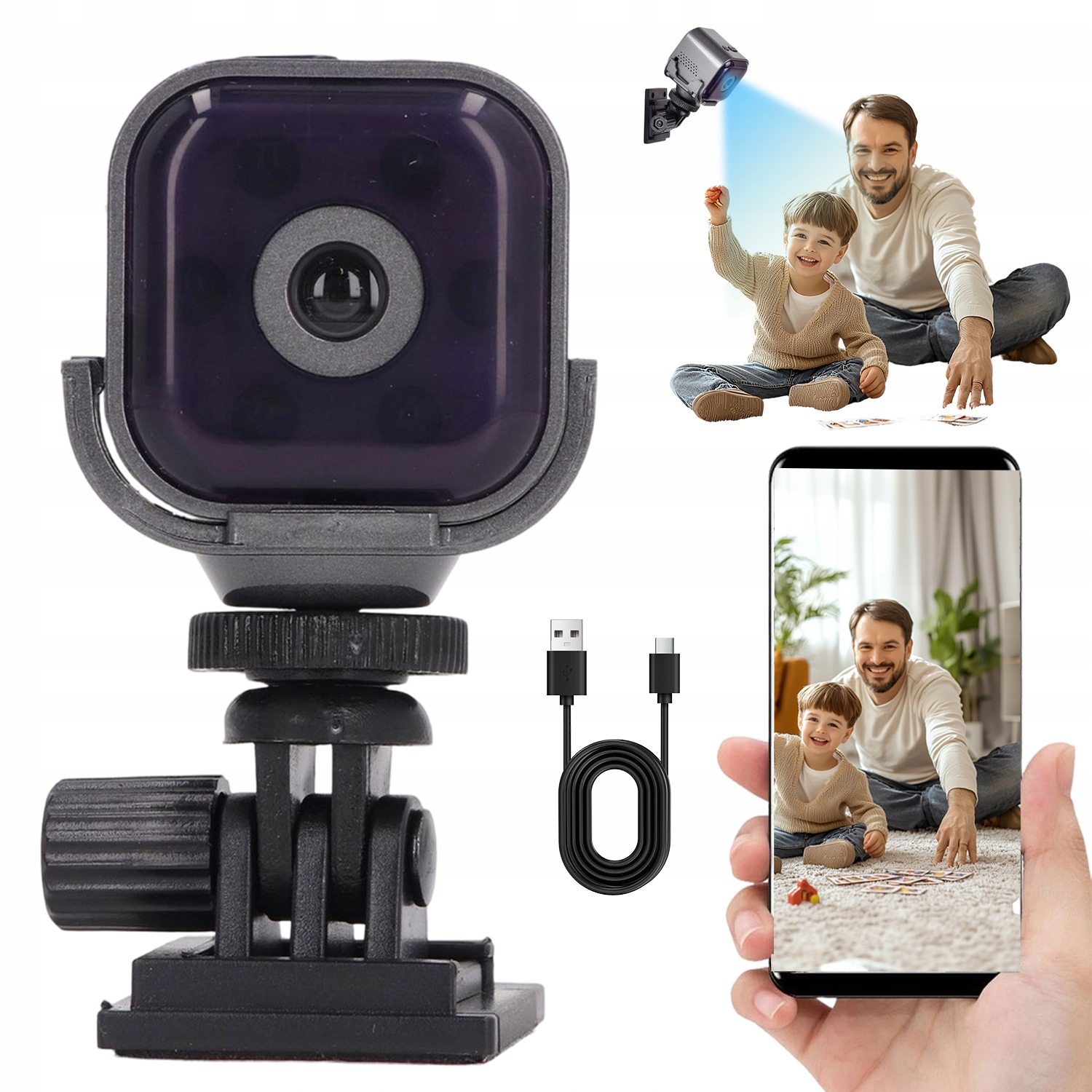 Mini Monitorovací Kamera Hd 1080P Wifi Smart Ir Skrytá Detekce Pohybu