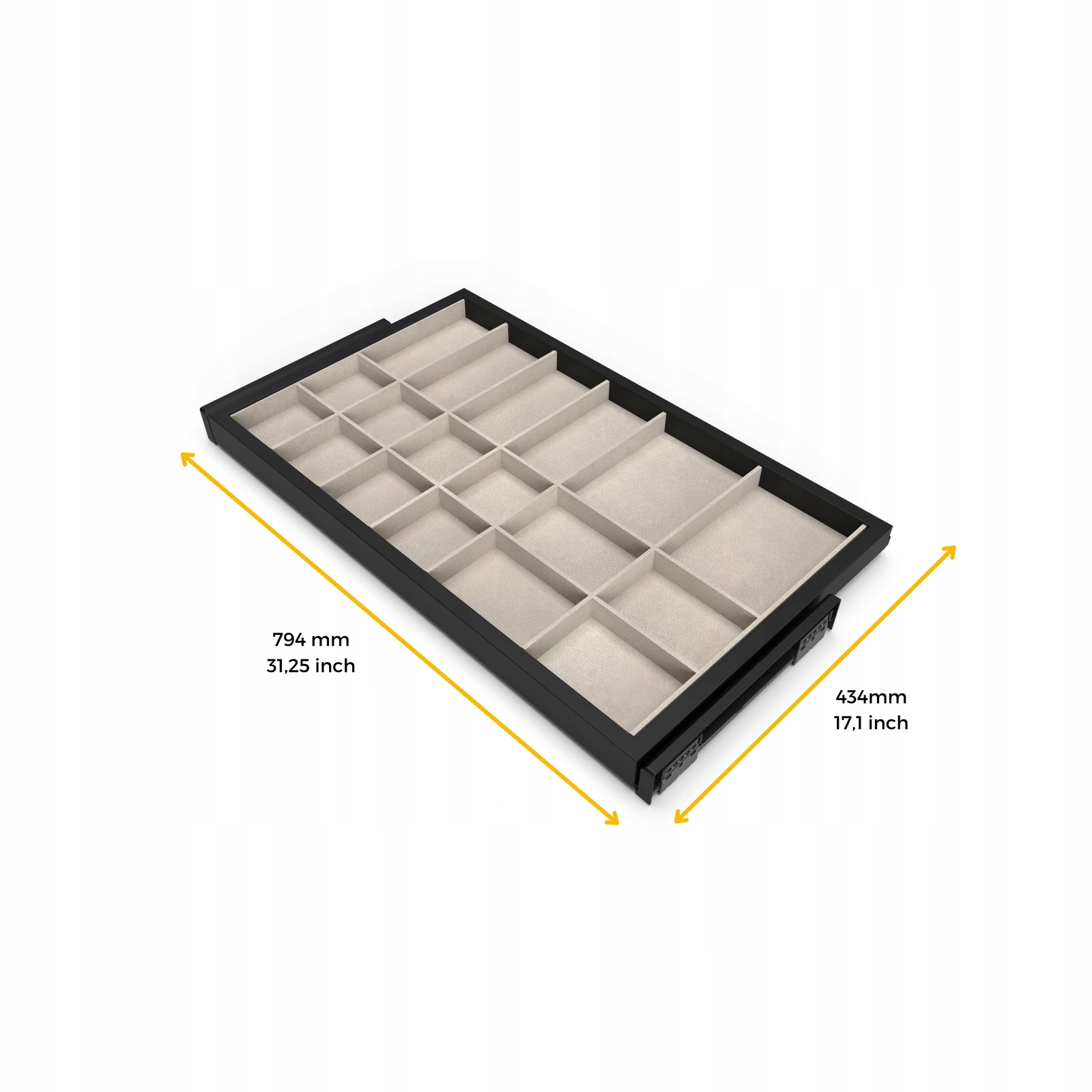 Szuflada z przegródkami HACK, moduł 800 mm, czarny Marka Emuca