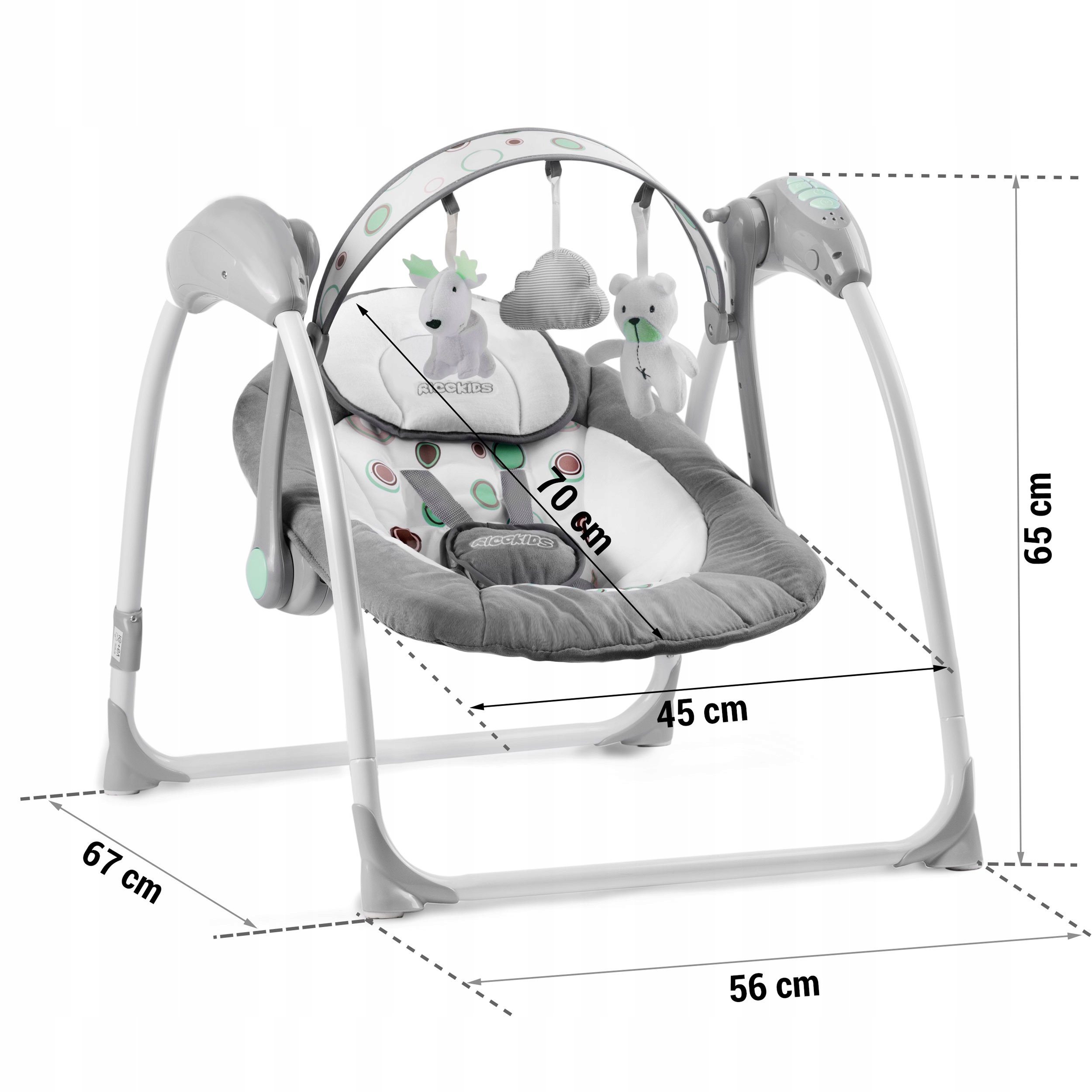 LEŻACZEK BUJACZEK AUTOMATYCZNY ELEKTRYCZNY HUŚTAWKA KOŁYSKA MUZYKA MELODIE Waga produktu z opakowaniem jednostkowym 3.2 kg