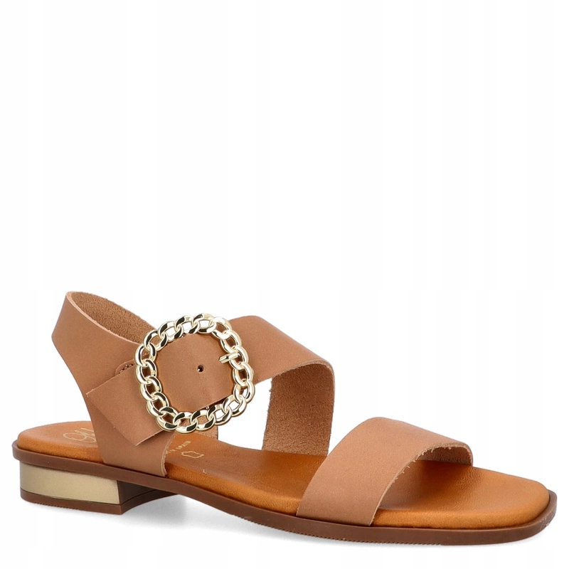Elegantní kožené sandály Oh! My Sandals 5594 Světle Hnědé 41