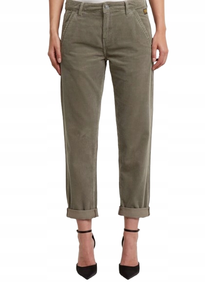 G Star Raw Kalhoty Chinos Šedé S Vysokým Pasem A Manžetou 31/34 Jqe