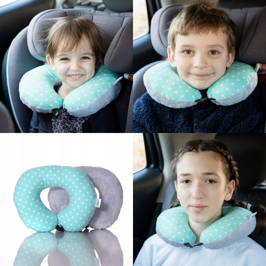 ZESTAW Poduszka podróżna Rogal Zagłówek i nakładka na pas dla dzieci Kolor brązowy