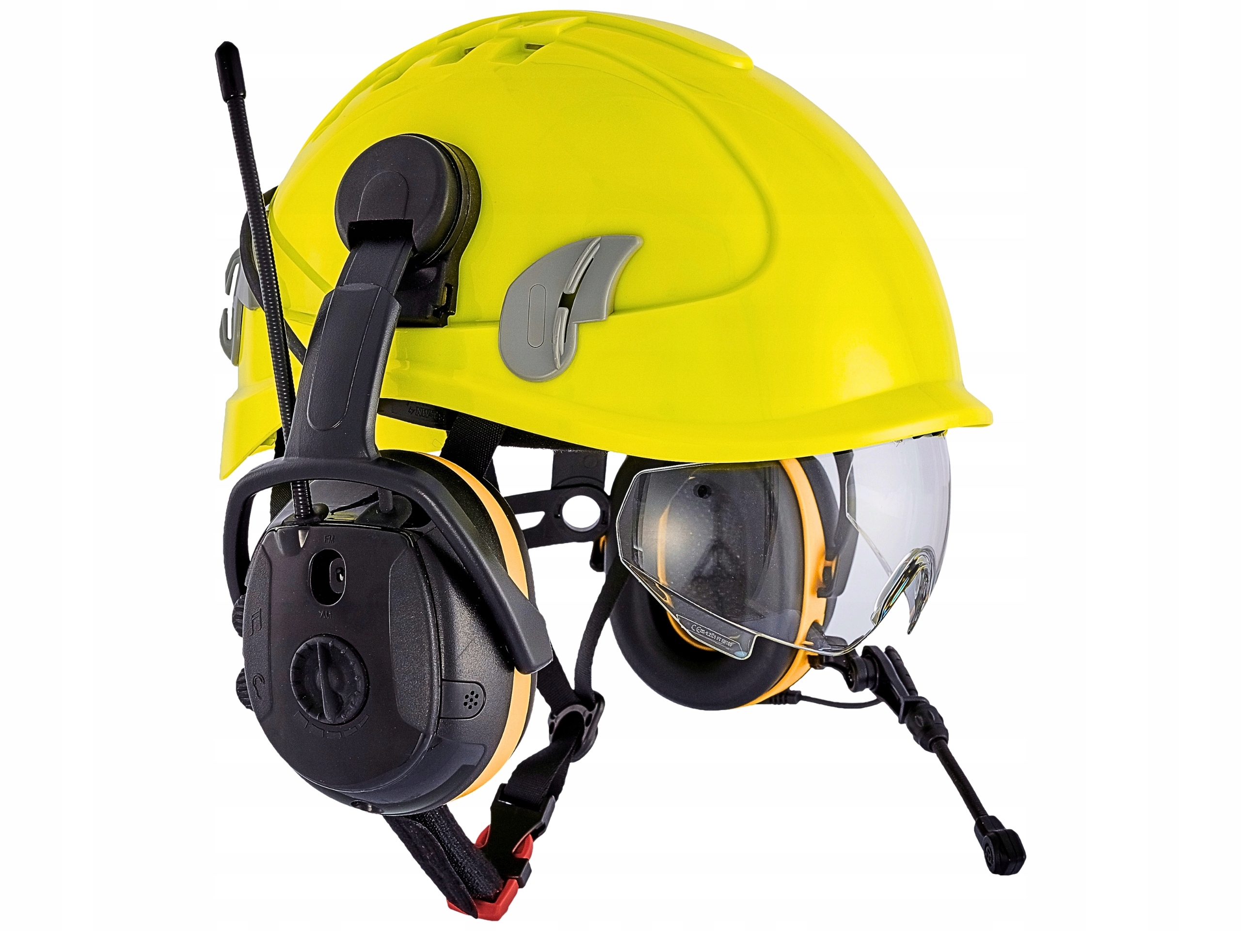 Hełm roboczy WENTYLOWANY kask BUDOWLANY OKULARY 4-punktowy WYSOKOŚCIOWY HV Certyfikat CE