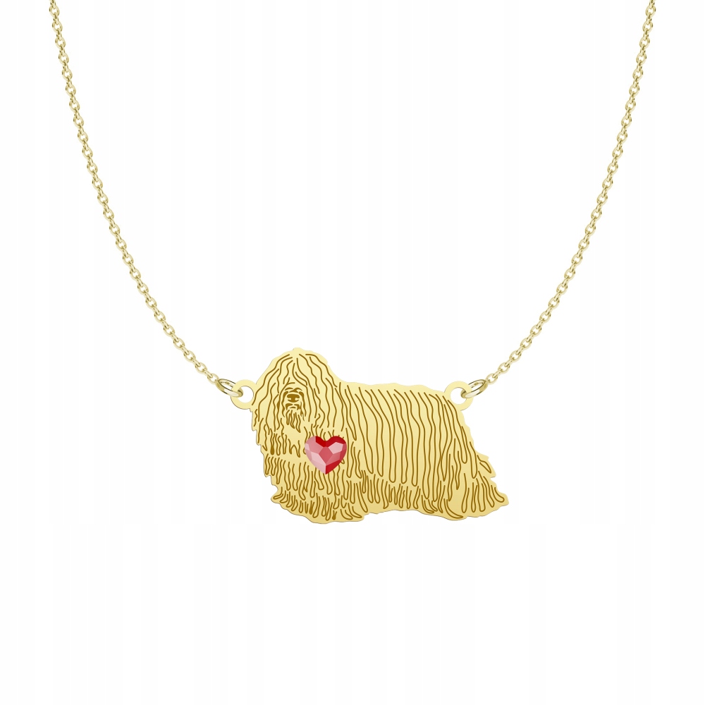 Pozlacený náhrdelník s psem Komondor 925 Řetízek Dárek Gravírování Bonus