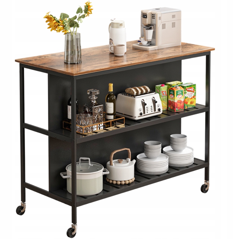 Kuchynský Ostrovček, Barový Stôl, Príborník, Skrinka Na Kolieskach, Regál, Vozík, 2 Police