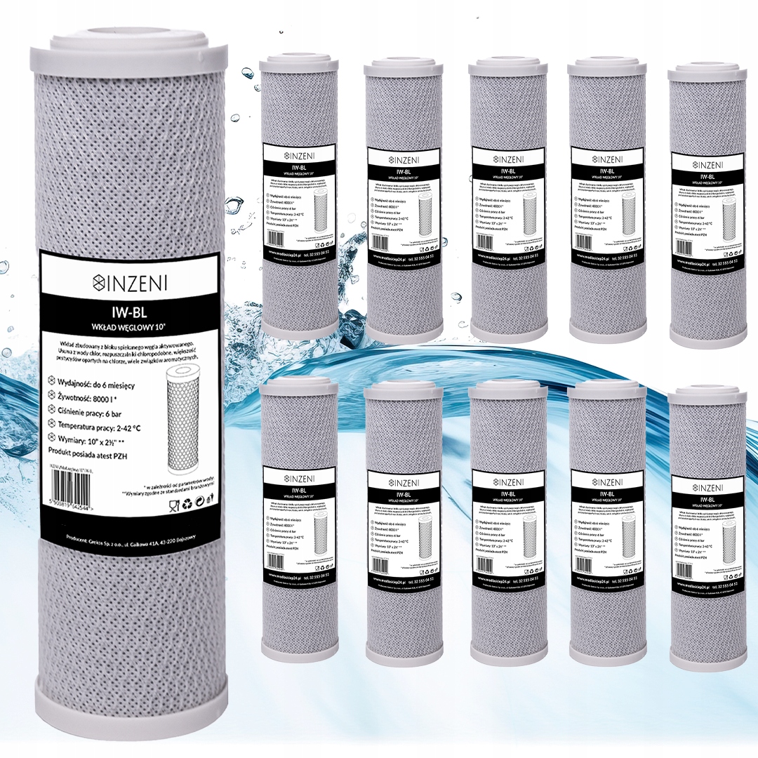 Uhlíkový filtr do vody Inzeni Iw-bl 10 kusů Výkonný 10 palců